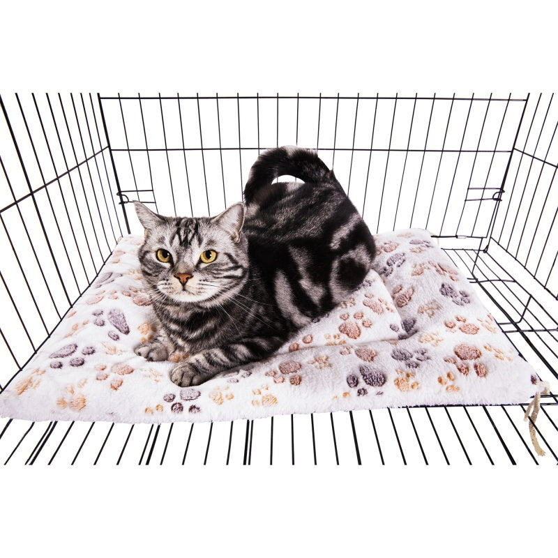 新商品セール15%OFFMwpo ペットマット 猫用マット クッション 犬 ケージ用 四隅紐付き ふわふわ 洗える Sサイズ 49*35cm 肉球模様 970A