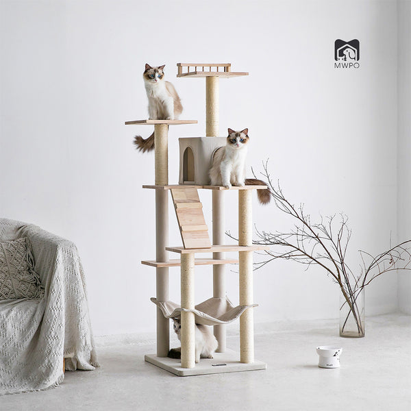 MWPO キャットタワー 木製 高さ162cm 130D/E/F/J